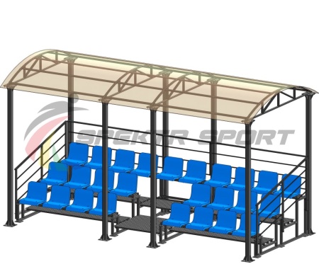 Купить Трибуна для зрителей 3 ряда на 26 мест с навесом и перилами в Новоаннинском 