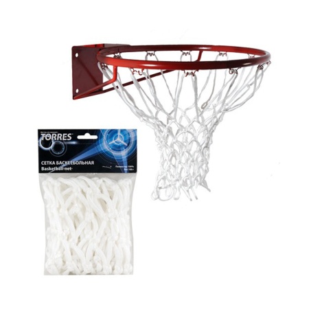 Купить Сетка баскетбольная Torres, нить 6 мм, белая в Новоаннинском 
